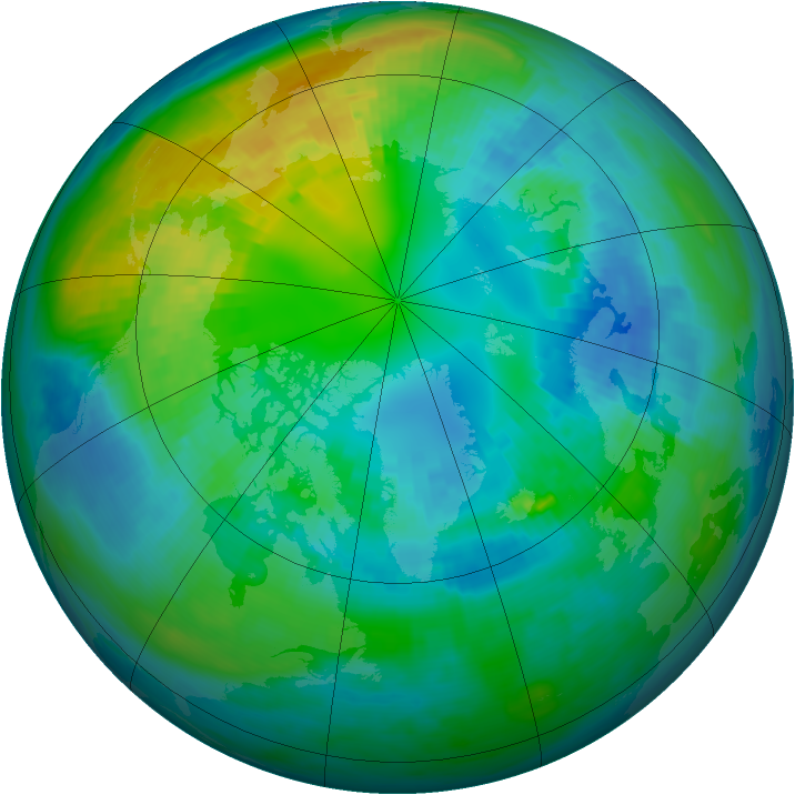 Arctic ozone map for 19 October 1980